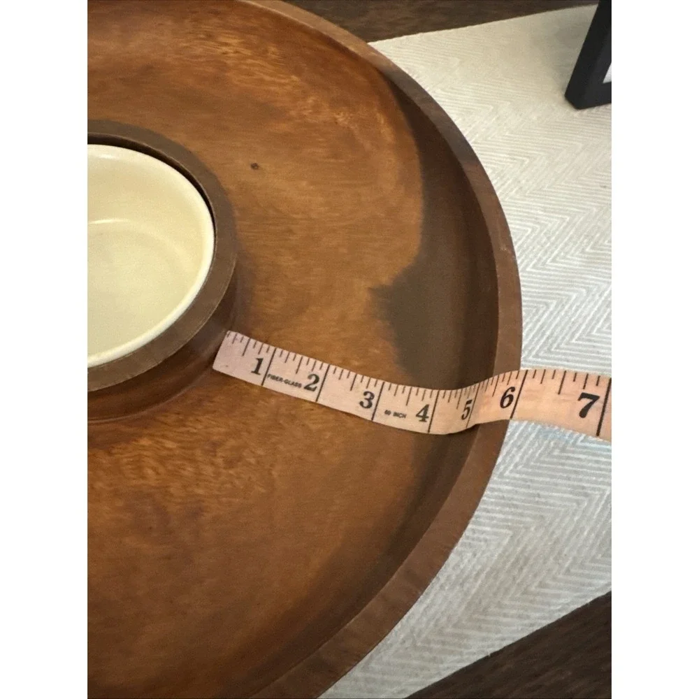 Crate & Barrel Acacia Wood Chip & Dip Bowl 423-742 Boho Retro Entertaining